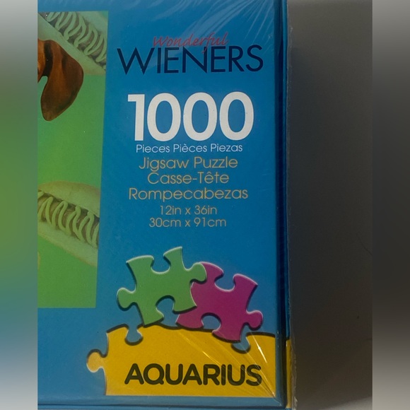 1000 Piece Jigsaw Puzzle Funny Wiener Dachshund  Hot Dog 12" x 36" Aquarius NEW - Picture 3 of 5